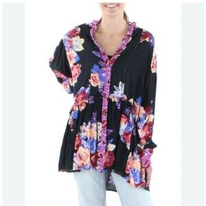 Free People Black Floral Tunic